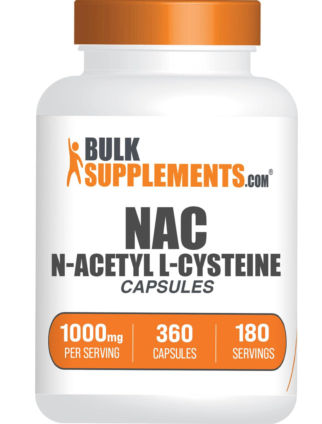 BulkSupplements.com N-Acetyl L-Cysteine 1000mg Capsules - N-Acetyl Cysteine 1000mg, NAC Supplement - NAC 1000mg, Gluten Free - 2 Capsules per Serving, 360 Capsules (Pack of 1)