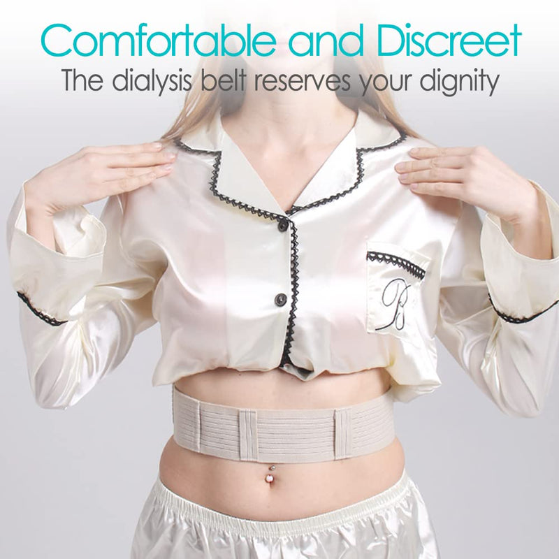 [Australia] - [2 Pack] PD Dialysis Belt Breathable Peritoneal Dialysis Accessories Peg J Tube Catheter Belts Holder Feeding Tube Supplies for Stomach Women Men Adults Beige Medium (Pack of 2) 