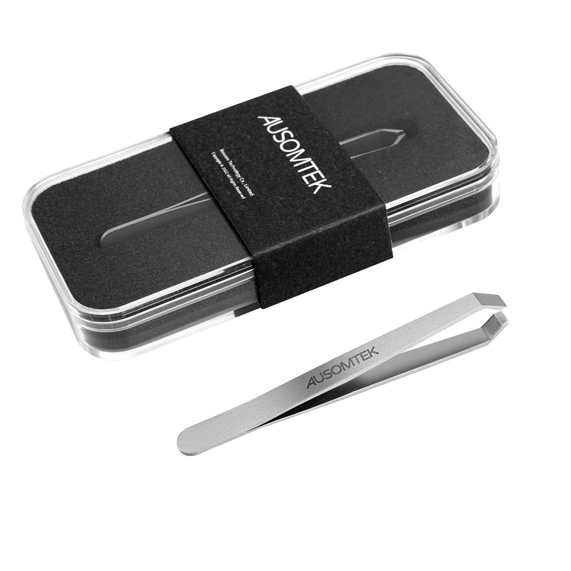Beard Tweezers - Stainless Steel, Fine Hair Removal Tool, 5mm Tip, Clear Box 1Pack