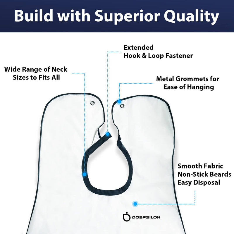 [Australia] - Beard Bib Apron, Beard Bib Hair Catcher for Shaving, Non-Stick Beard Shave Cape with Suction Cups, Grooming Accessories for Men, Gifts for Men Husband Father (White) White 