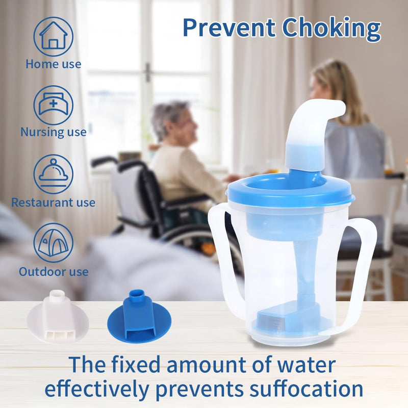 [Australia] - Dysphagia Regulating Drinking Cup for Swallowing and Disorders People,Dispenses 5cc or 10cc of Liquid Each Time,No Thickener is Used.Helps to Prevent Choking Blue 