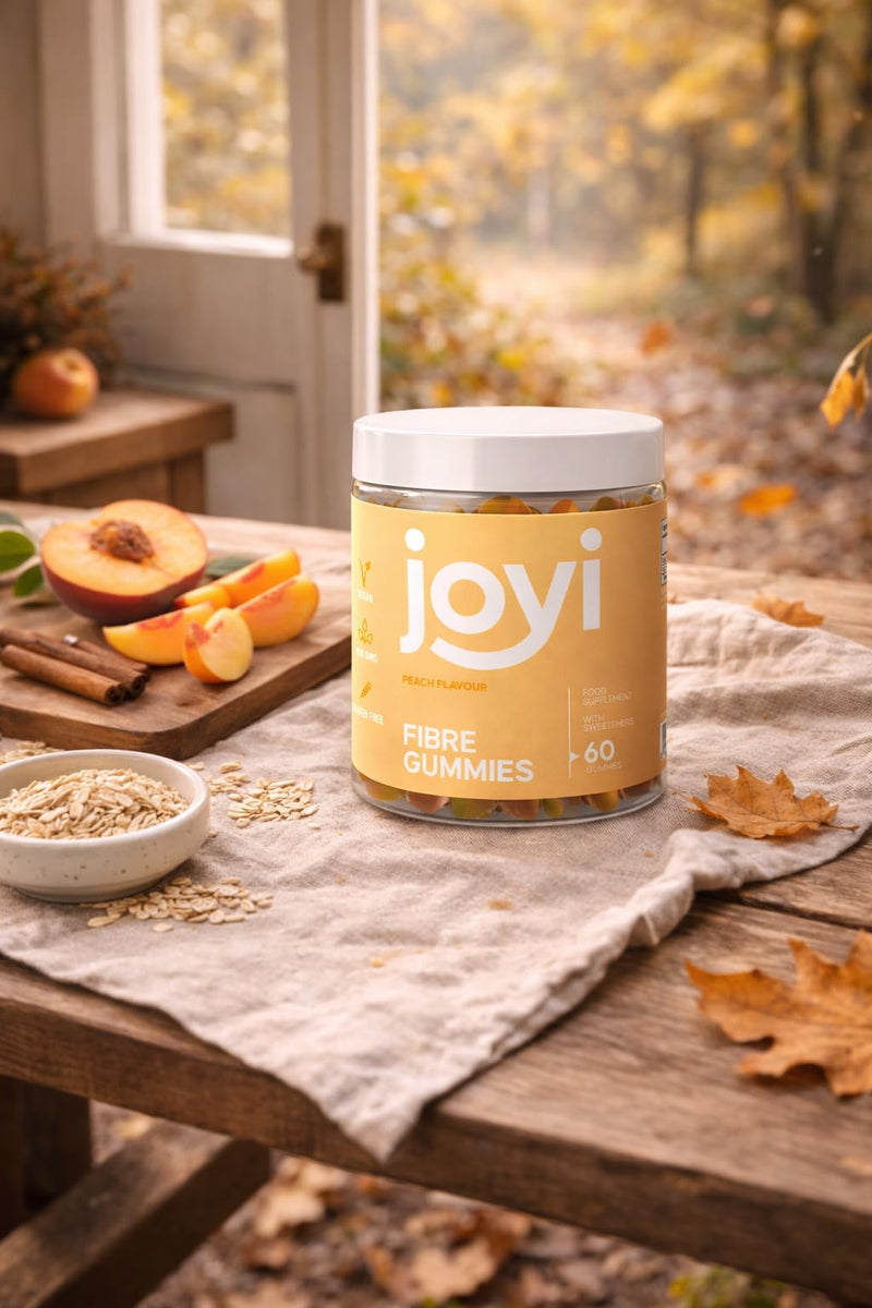 Joyi Fibre Gummies Peach Flavour - 6g Vegan High Fibre Gummies for Adults & Kids Prebiotic Inulin Fibre Supplement Non-GMO 60 count (Pack of 1)