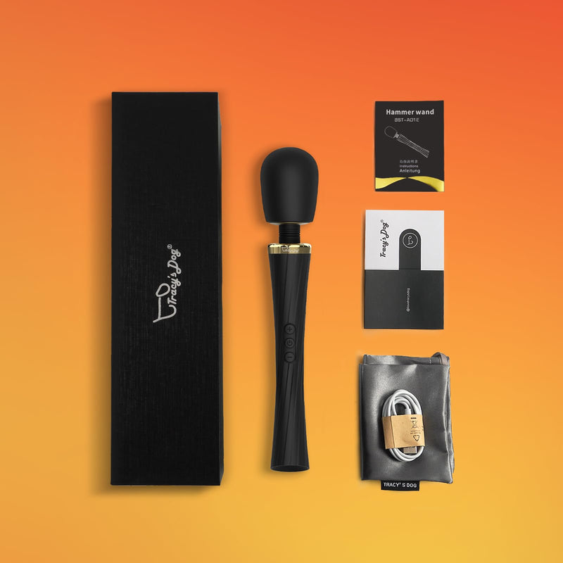 [Australia] - Tracy's Dog Vibrator Wand, Adult Sex Toy for Clitoral Stimulation, Magic Cordless Handheld Powerful Vibrating Massager for Women Partner Play with 5 Vibrations & 3 Speeds Black 