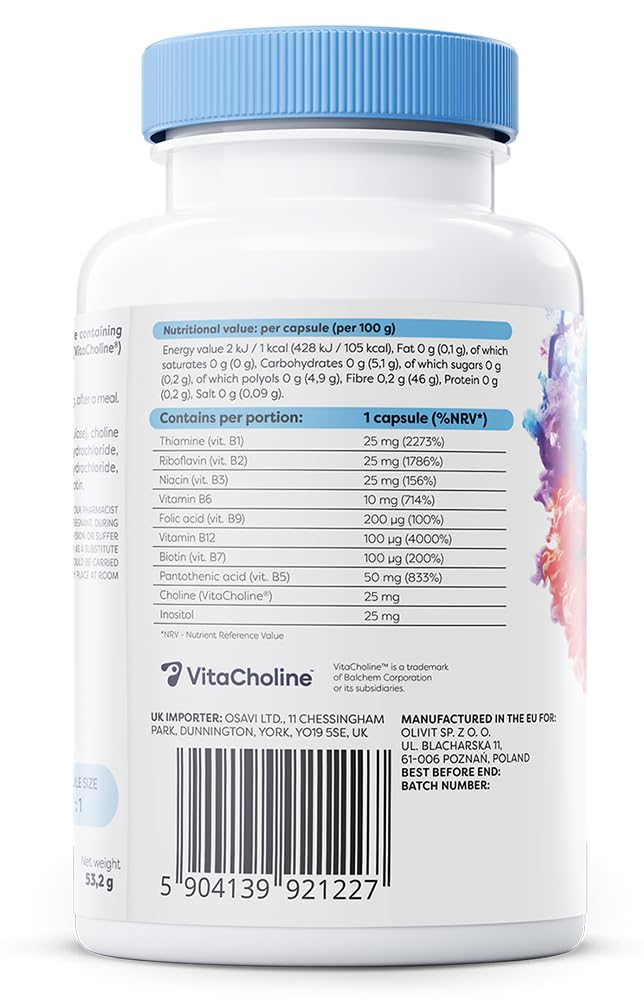 Osavi B–Complex with Choline & Inositol – 120 Vegan Capsules | Complete B–Vitamin Support for Energy, Nervous System & Mental Performance | with VitaCholine® | Clean Label | Vegan–Friendly 120 count (Pack of 1)