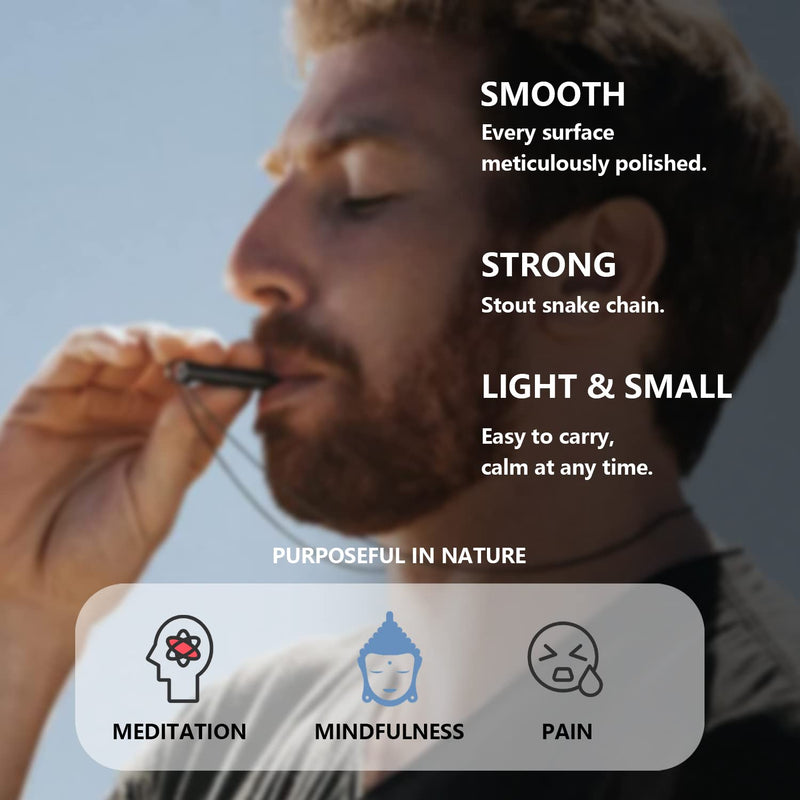 [Australia] - SpiritEvo Breathing Anxiety Necklace with Velvet Bag, Mindfulness Breathe Necklace Accessories Gifts for Natural Calm & Stress Relief, Silver 