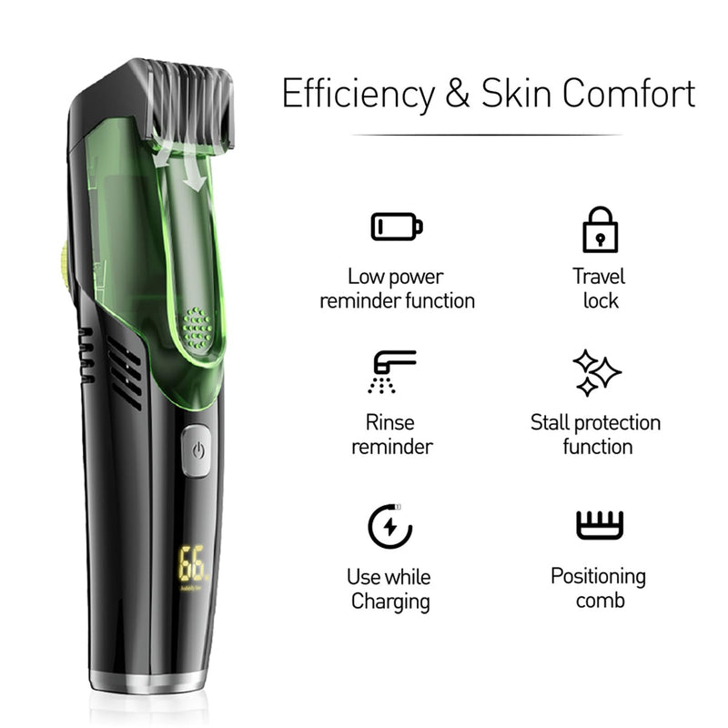 [Australia] - Vacuum Beard Shaver for Men, Vacuum Beard Shaver with 20 Length Settings, Adjustable Wet & Dry Electric Beard Trimmer with 2 Combs, Wireless Beard Trimmer Hair Trimmer Gift for Men 