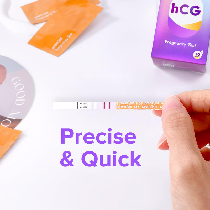Premom 30 Pack Pregnancy Test Strips, Early Detection hCG Tests | Early detection hCG tests for home use, with test result scanning, digital records, and cycle tracking in the Premom App 30 Count (Pack of 1)