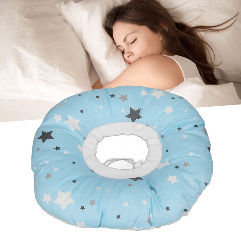 [Australia] - Piercing Pillow, Donut Pillow, Light Blue Star Pattern Pressure Ear Sore Pillow Ear Hole Piercing Pillow for Side Sleepers 