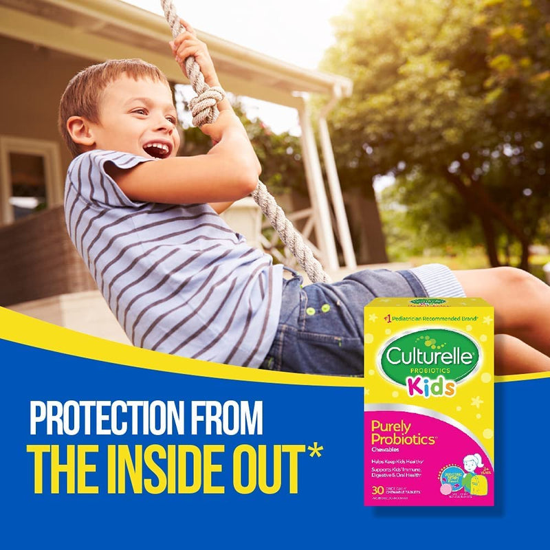 Culturelle Kids Chewable Daily Probiotic for Kids, Ages 3+, No.1 Pediatrician-Recommended Brand, Natural Berry, Daily Probiotics for Digestive Health, Oral Care & Immune Support, 2 Month Supply 30 Count (Pack of 2)