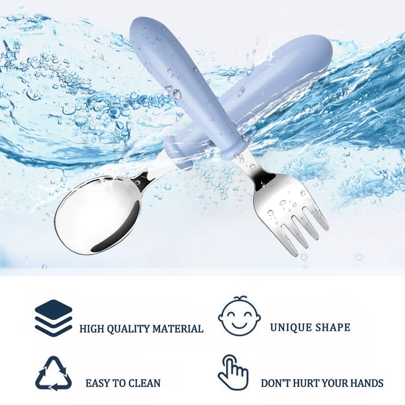 [Australia] - Pimoys 6 Pieces Toddler Forks Baby Forks for Self Feeding, Kids Forks with Round Handle, Stainless Steel Toddler Utensils Children's Safe Silverware Set BPA Free, Dishwasher Safe blue/green/pink 
