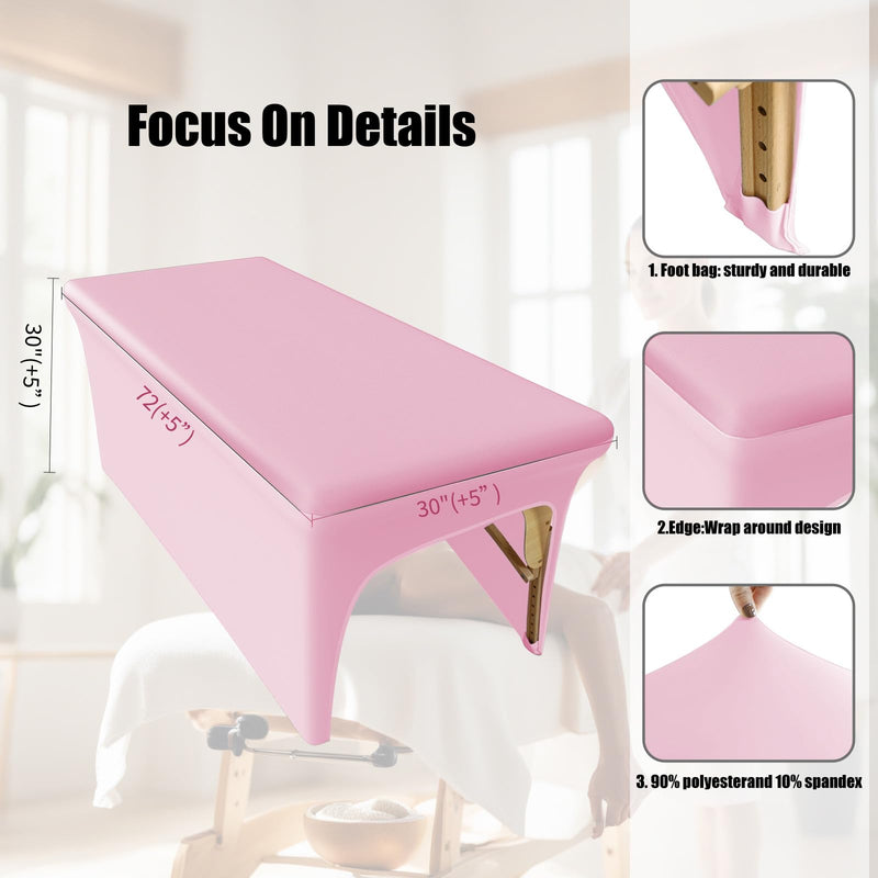 [Australia] - Pink Lash Bed Cover 6FT Vinyl Massage Table Cover Protector, Silky Reusable & Wipeable Massage Bed cover Waterproof Ultra-Durable and High Elasticity Leather Spa Bed Covers for Esthetician Pink 