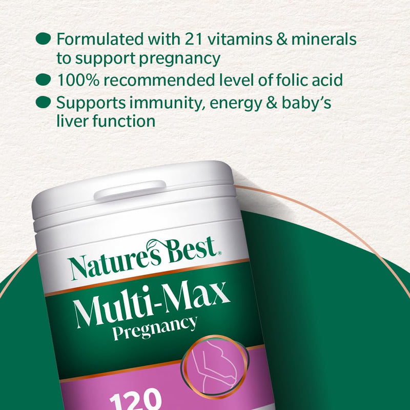 Nature's Best Multi-Max Multivitamin for Pregnancy - Comprehensive Nutritional Support for Mums-to-Be - UK Made - 120 Tablets (2 Months' Supply)