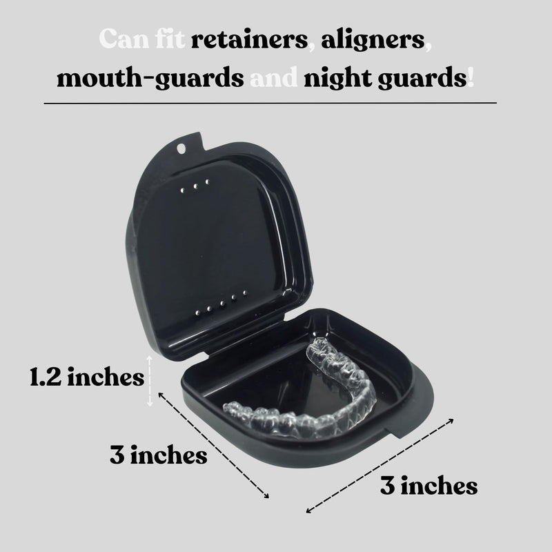 Retainer Case with Vent Holes - Orthodontic container for holding retainers, aligner, night-guard/mouth-guard. Small and Durable retainer case 1 Pack Black