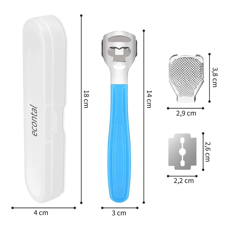 [Australia] - Econtal callus planer, callus remover, callus rasp foot, callus scraper for foot care, foot planer with plastic handle, 10 blades and plastic box 