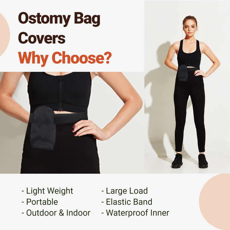 [Australia] - Ostomy Bag Covers,9.45 x 7.48 inch Waterproof Colostomy Bag covers with Adjustable Elastic Fixation Band,Hold Ostomy Pouch Men Women Ostomy Supplies 