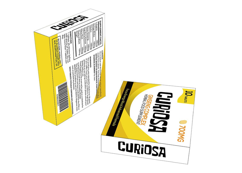 CURIOSA Gold 700mg | Stronger | Longer | Harder | Performance | Extra Strength Enhancing Pills, Stamina Endurance Booster Supplement Pills for Men | 10 Ginseng Tablets