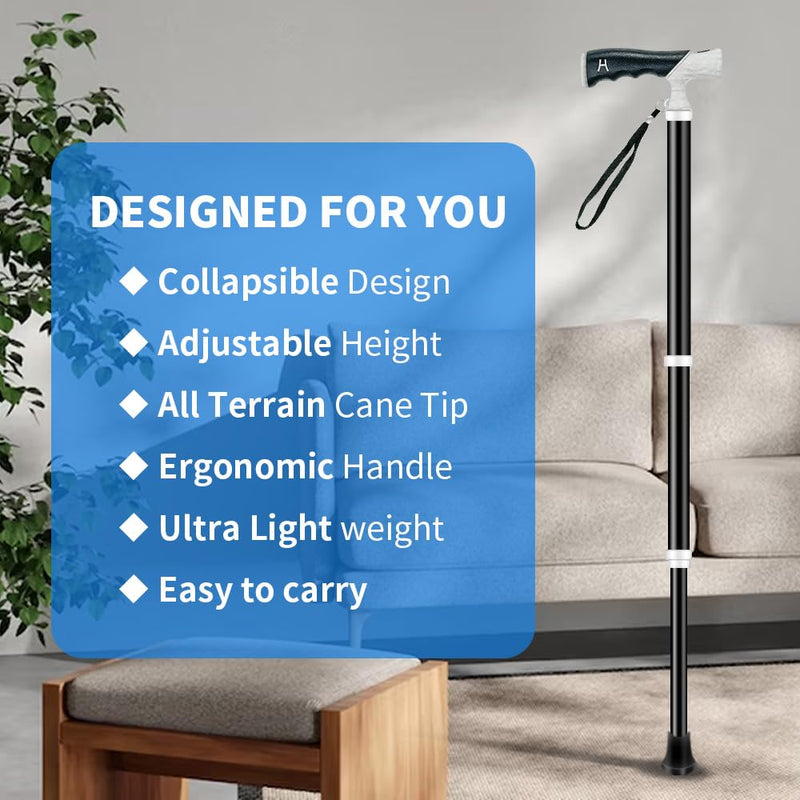 [Australia] - Adjustable Foldable Walking Cane,Titanium Hiking Sticks Canes Walking Sticks for Seniors,Telescopic Walking Canes with Anti-Slip Grip, Lightweight Trekking Cane for Hiking, Climbing 