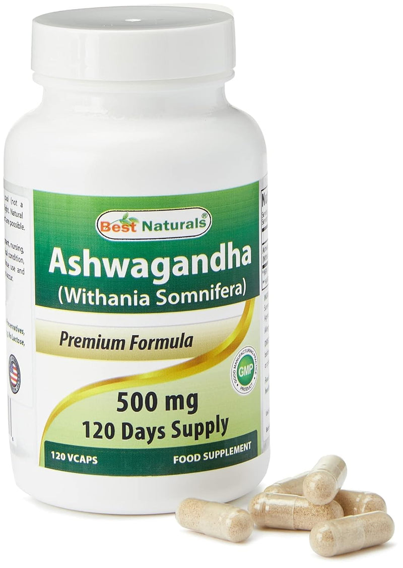 Best Naturals Ashwagandha 500 mg 120 Capsules - Known as Withania Somnifera