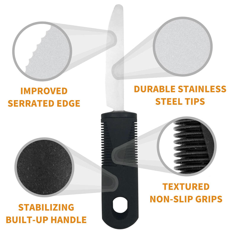 Disability Aids - Bendable Cutlery for Disabled Hands, Set of 4 | Easy Grip Disabled Cutlery for Adults, Weighted Knife Fork Spoon Set | Adaptive Cutlery for Arthritis, Parkinson's, Elderly