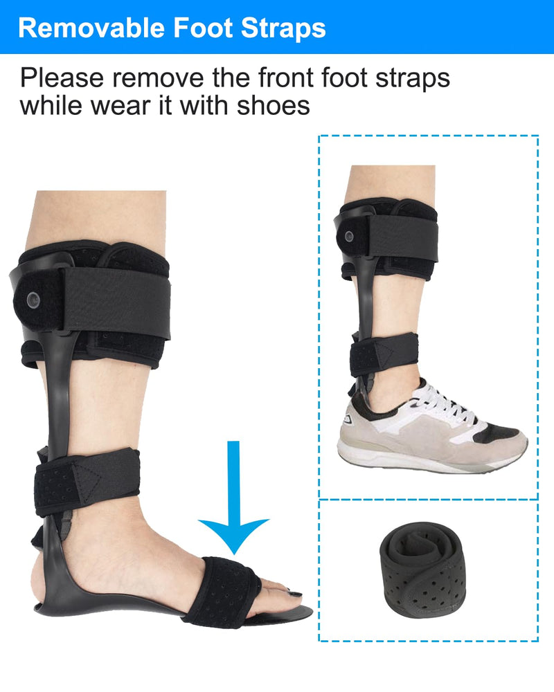 Medical AFO Drop Foot Brace, Ankle Foot Orthosis Support Foot Drop Postural Correction Brace (Left, Large) Left