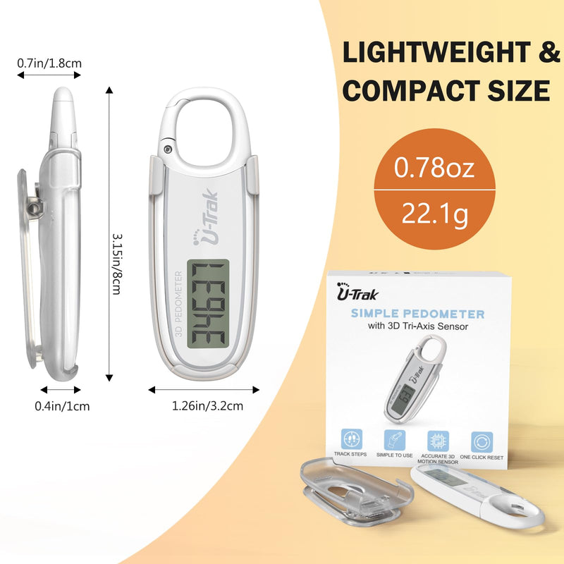 [Australia] - 3D Pedometer for Walking with Removable Clip and Carabiner Simple Step Counter for Walking Accurate Clip On Step Tracker for Men Women Kids 