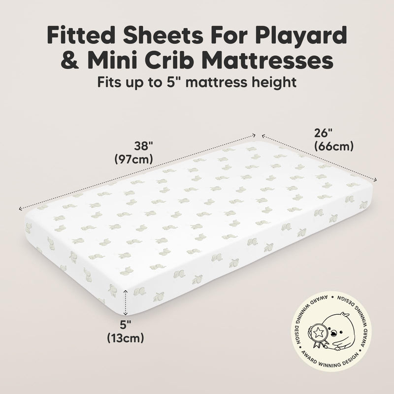 [Australia] - 2-Pack Mini Crib Sheets Fitted, Pack and Play Sheets - Organic Cotton Pack N Play Sheets for Pack and Play Mattress, Playard Baby Crib Sheets, Jersey Crib Sheets Neutral for Boys, Girls (Elly) Elly 