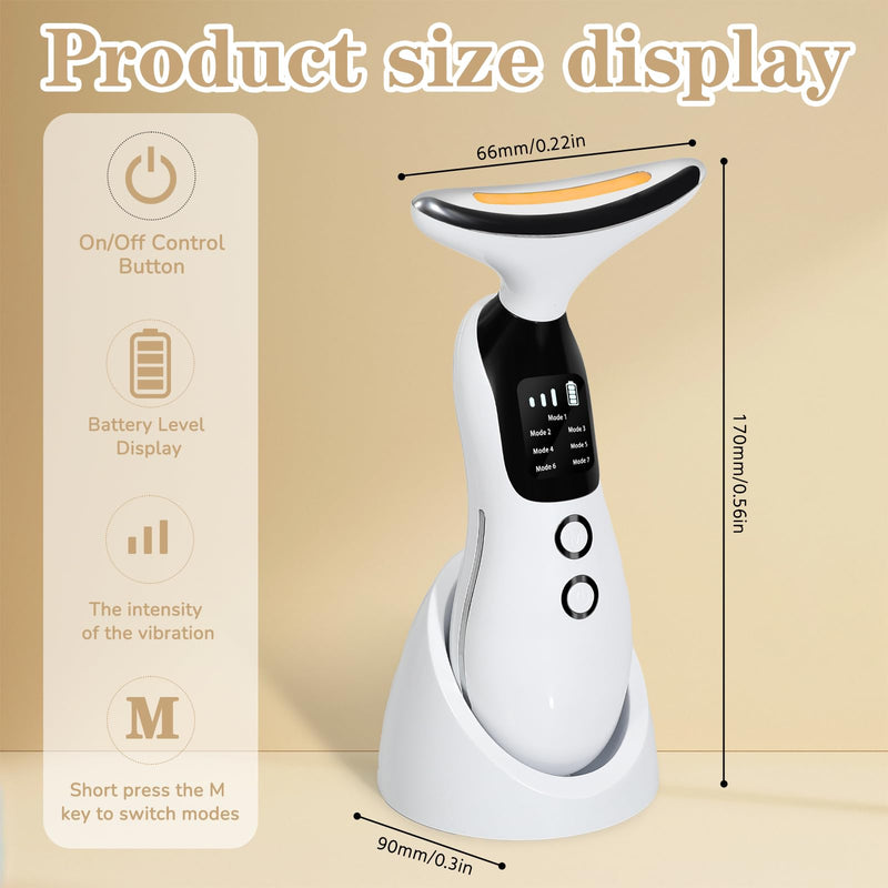 Facial Massager, 7 Color Neck Massager and Skin Care Tool,Skin Contouring, Relaxation, Rejuvenation, for Anyone who Loves Skincare - Home &Travel Use