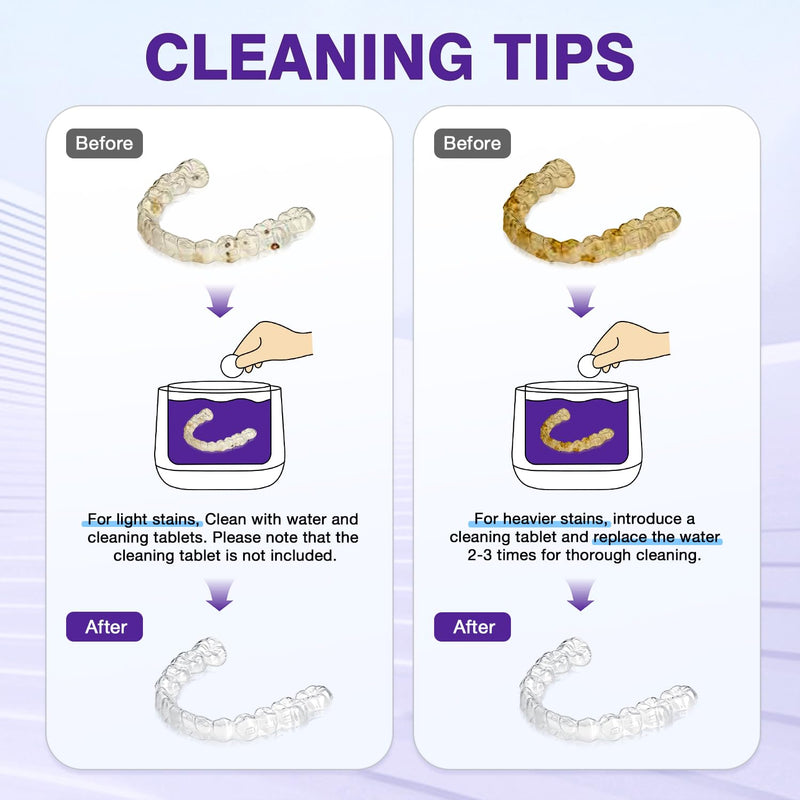 [Australia] - Ultrasonic Retainer Cleaner 320ML, 45kHz Denture Cleaner with 4 Lamps, Dental Cleaning Pod for Mouth Guard, Aligner, Braces, Toothbrush Head, Jewelry Cloud White 