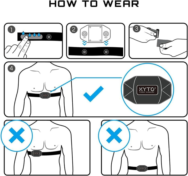 [Australia] - KYTO Heart Rate Monitor Chest Strap, ANT+/ Bluetooth, Compatible with iOS/Android APPs, Cycling/Yoga/Basketball/Running/Fitness Exercise/Boxing 2809-1 