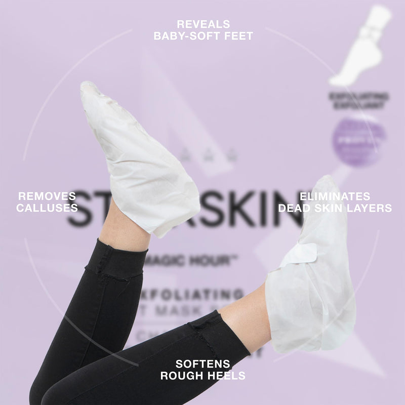 [Australia] - STARSKIN Magic Hour, Exfoliating Foot Mask Sock with Lactic and Glycolic Acid, Gently Removes Calluses and Dead Skin for Effective Peeling, K Beauty Skincare (4 Pack) 