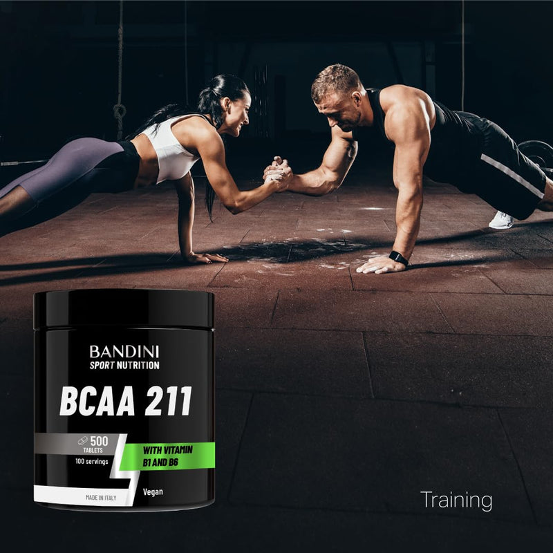 Bandini® BCAA 2:1:1 3000mg per Serving | 500 Vegan Tablets BCAAs (not Capsules or Powder) Pre Workout Branched Chain Amino Acids + Vitamin B6, B1, L-Leucine, L-Isoleucine, L-Valine | BCAA 211 Energy 500 count (Pack of 1)