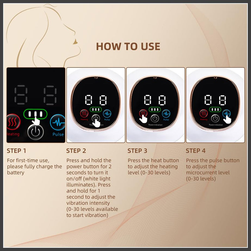 Lymphatic Drainage Massager, Cellulite Massage Tool Helps Reduce Stretch Marks & Cellulite Remover, for Belly, Legs, Arms, 30 Levels Microcurrent, Red Light, Heat and Vibration Body Engraving Machine