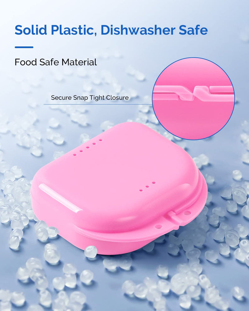 [Australia] - JMU Retainer Case with Vent Holes, 4 Pack Orthodontic Mouth Guard Cases Denture Case Blue/Teal/Purple/Pink 
