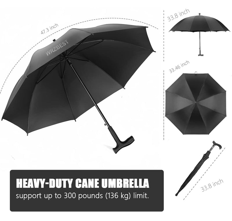 Walking Cane Umbrella, Walking Sticks Crutch Umbrella, Heavy Duty Frame,Lightweight - Windproof Umbrella Cane,Great Gift for Birthday,Christmas,Father's Day,Men,Women