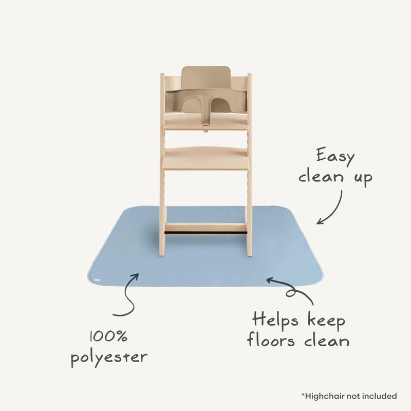 [Australia] - mushie Baby Splat Mat 42.5x42.5 Inch (Fog) | Water Resistant for Under High Chair and Infant Play Fog 