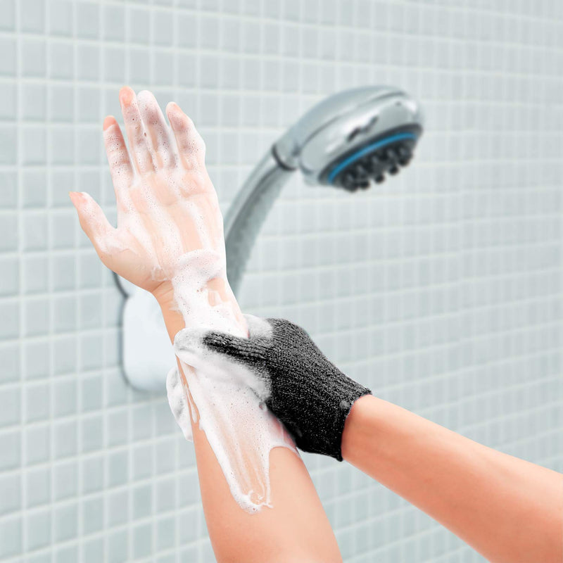 [Australia] - Rainmae Pack of 20 Exfoliating Gloves, Exfoliating Washing Gloves for Body and Face, Dead Skin Remover, Double-Sided Microfiber for Adults (Black) 