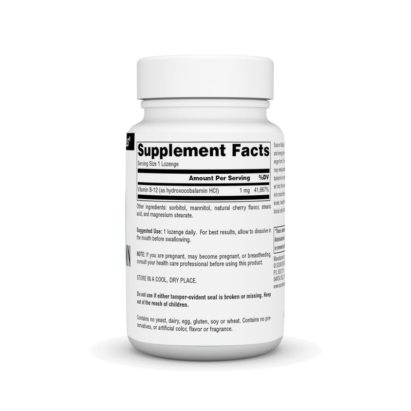 Source Naturals, Vegan HydroxoCobalamin - 1 mg - 120 Lozenges | Vitamin B-12 | Cherry Flavored 120 Count (Pack of 1)
