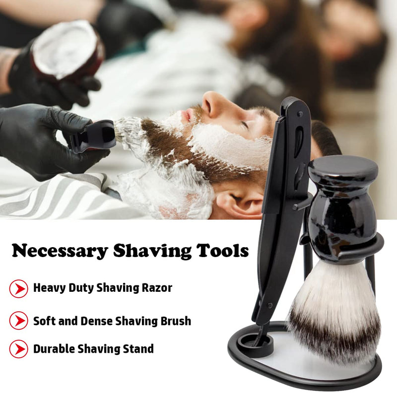 [Australia] - Shaving & Grooming Kit for Men, Danweix Beard Kit Brush Comb Scissors with Storage Bag Shaving Razor Brush with Stand holder 10pcs Refill Blades Great for Grooming Beards and Mustaches 