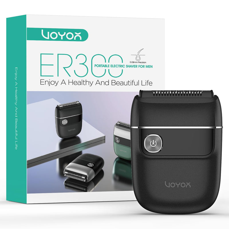 VOYOR Foil Shaver 2 in 1 Double Shavers for Men,Portable Electric Razor with Rechargeable Foil Razor Multifunction Grooming Barber Shaver IPX6 Washable Travel Shavers ER300 (Black) Black