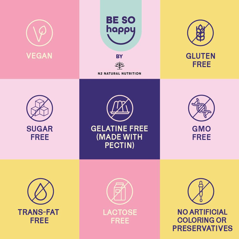 Gummies for Stress | with Saffron, Lemon Balm, Chamomile and Vitamin B6 | for a Positive Mood and Tranquility | 60 Gummies | Vegan, Gluten and Lactose Free