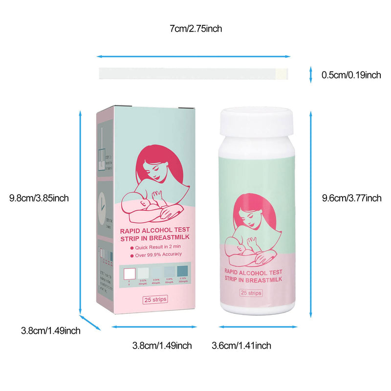 25pcs Breastmilk Alcohol Test Strips, Breastmilk Detecting Strips Milk Detect Strips with Bottle for Mother Alcohol Test Give Nursing Mothers Clarity, Easy, Quick Detection