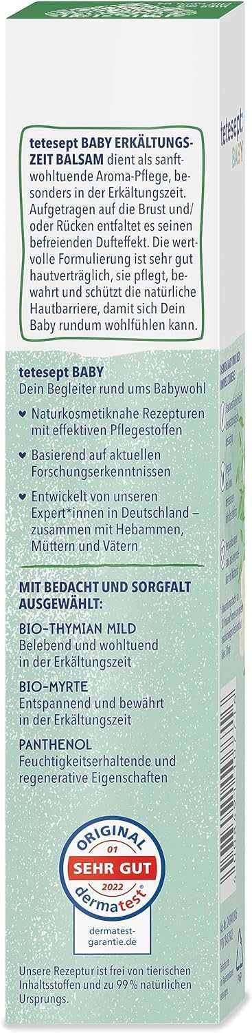 [Australia] - tetesept baby cold time balm - aromatic oils organic thyme and organic myrtle for a liberating scent effect - soothing, mild aroma care for babies from 3 months - 30 ml 