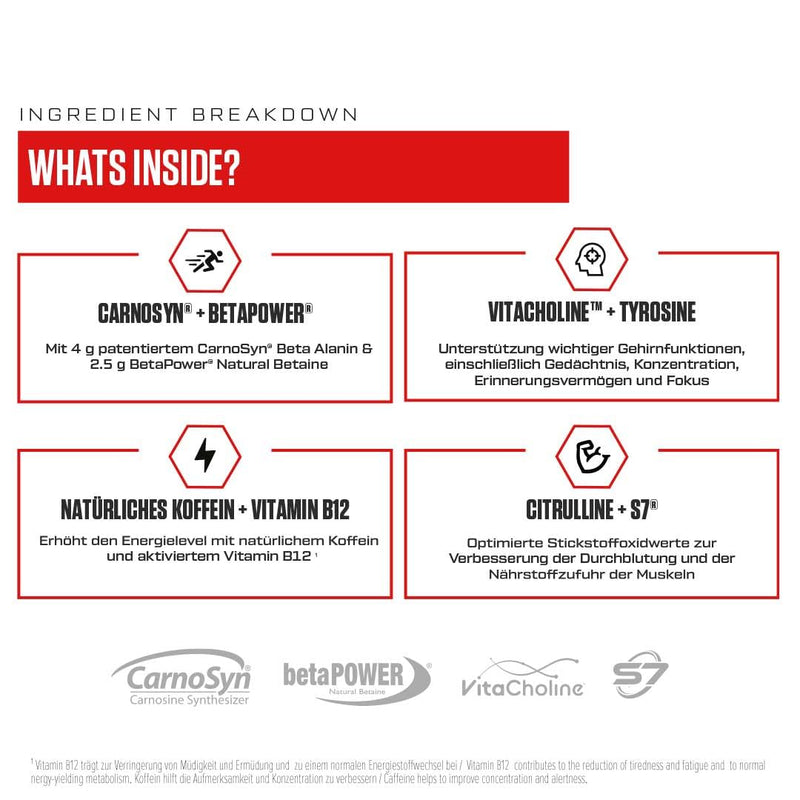 [Australia] - V8 Total Energy - Pre Workout Booster - Training Booster - CarnoSyn®, BetaPower®, natural caffeine - Vegan - Sugar-free - 20 servings - Made in Germany - Blue Raspberry Blue raspberry 