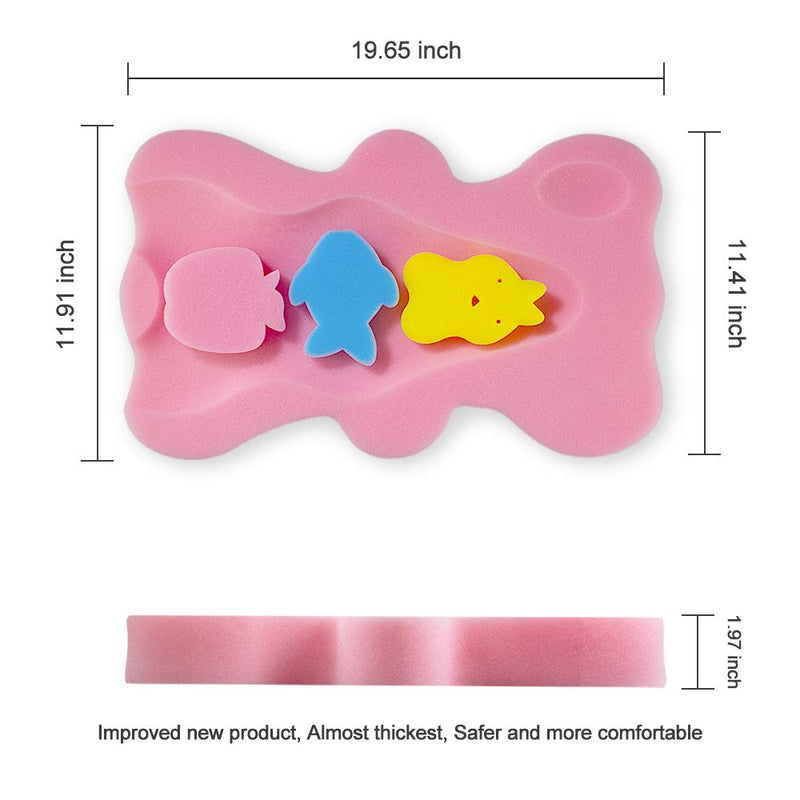 HALLO Soft Infant Bath Sponge Skid Proof Baby Bath Mat Newborn Odor Free (Pink) Pink