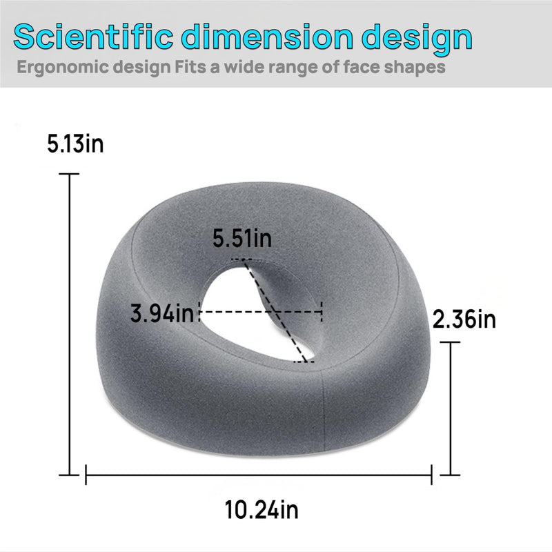 [Australia] - Face Down Pillow,Massage Pillow Face Down,Massage Headrest for Bed,Vacuum Packaging，with 20 Disposable Pillowcases,Skin-Friendly Grey Ergonomic Design Removable Pillowcase 