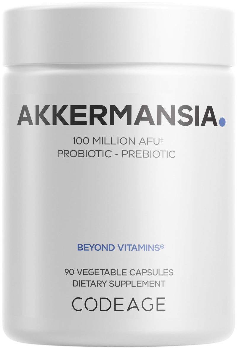 [Australia] - Codeage Akkermansia Muciniphila Probiotic Supplement - 3-Month Supply of Akkermansia & Chicory Inulin - Daily Synbiotic Probiotic Chicory Root - 100 Million AFUs - Gluten-Free - 90 Capsules 