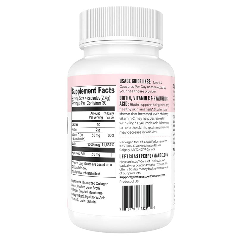 Left Coast Performance Beef Organ Complex Capsules, 180 Count + Multi Collagen Capsule, 120 Count