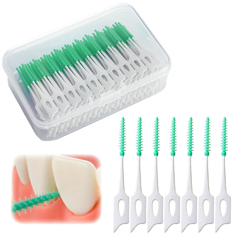 Ndzefan160PCS Portable Soft Silica Gel Toothpick Dental Floss Picks Soft Original Suitable for Oral Care of Adults and Children Soft,Toothpick Brushes Teeth Cleaning Tool (Green) Green