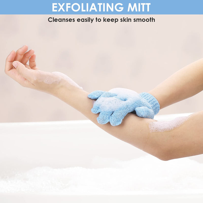 [Australia] - Sibba Pack of 8 Exfoliating Gloves Bath Gloves for Shower Spa Massage Glove Nylon Body Gloves Body Peeling of Dead Skin Cells Skin Body Scrubbing Bathing Accessories Men Women Colors B Green + Light Blue + Sea Blue + Dark Blue 
