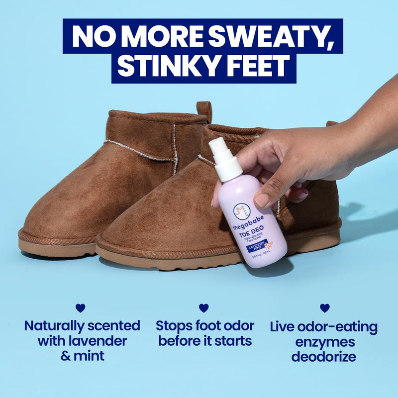 Megababe Toe Deo, Foot Odor Eliminator & Deodorizer, 3.8 fl oz